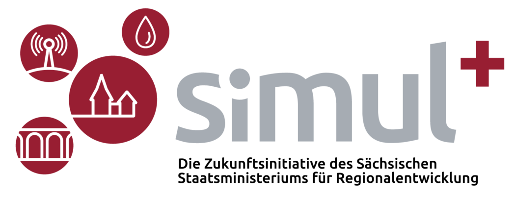 Logo simulplus - Zukunft. Zusammen bringen!